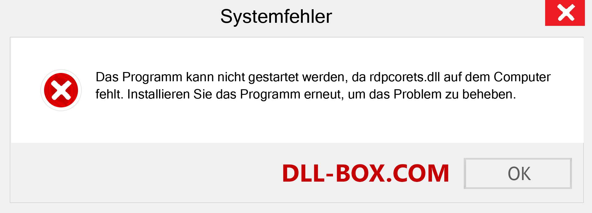 rdpcorets.dll-Datei fehlt?. Download für Windows 7, 8, 10 - Fix rdpcorets dll Missing Error unter Windows, Fotos, Bildern